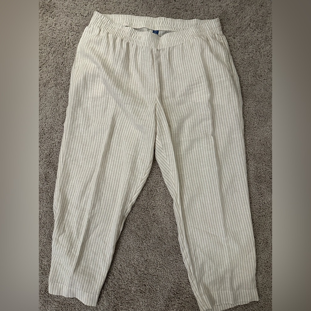 Women’s Old Navy Khaki/Cream Stripe Linen Pants - XL
